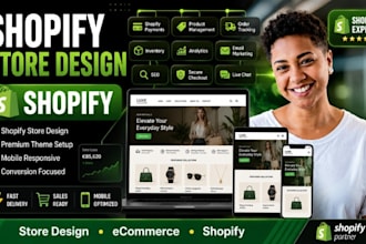 design a modern shopify store or shopify website that converts