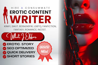 write captivating characters for erotic, romance novel nsfw fanfic, ghostwriter
