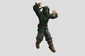 create lowpoly character in ps1, ps2, retro style   model, psx model, game asset