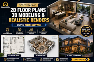 do professionally 2d floorplan, 3d modeling, 3d realistic render using homebyme