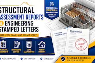 prepare structural stmped assessment reports and engineering stamped letters