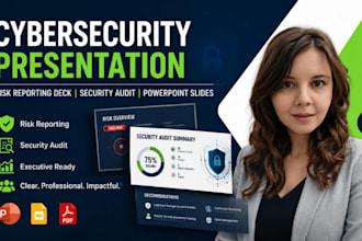 cybersecurity presentation, risk reporting deck, security audit powerpoint slide