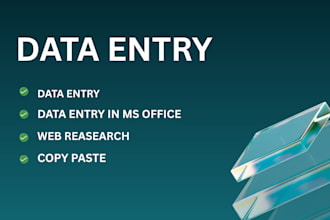 do professional data entry web research copy paste work