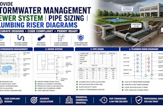 provide stormwater management sewer system pipe sizing plumbing riser diagrams