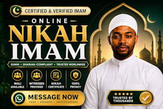 be your imam for your online nikah, wali, provide witnesses, valid certificate