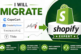 migrate copecart createmystore tilda thinkific jekyll website to shopify
