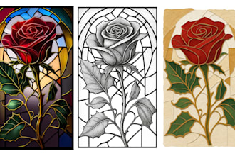 make classic stained glass art design glass illustration for character or image