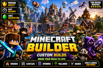 be your professional minecraft builder, im irl architect, spawn lobby bases