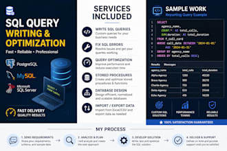 write, fix and optimize sql queries