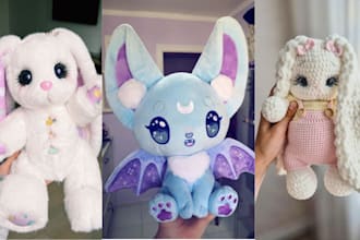 create custom oc plush toys, handmade stuffed animals plushie crochet kawaii