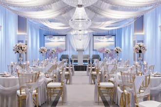 redesign event hall interior rendering, wedding venue,podium presentation layout