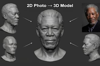 convert 2d image photo to 3d head model 3d bust face model stl 3d printing