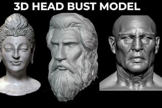 custom 3d head bust 3d sculpture figurine portrait 3d head figure 3d face stl