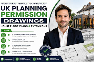 create UK planning permission drawings, house floor plans, and extensions