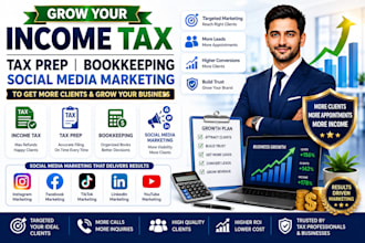 grow income tax tax prep bookkeeping social media marketing to get more client