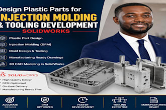design plastic parts for injection molding and tooling development solidworks