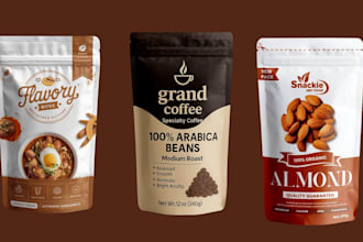 design pouch packaging, food packaging, coffee,snack packaging, mylar bag design