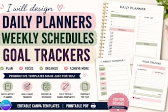 design daily planners weekly routine schedules goal trackers productive template