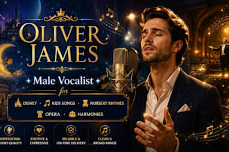 be your male vocalist for disney song, kid song, nursery rhymes, opera, lullaby