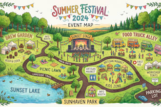 design custom illustrated event map city map and vector siteplan