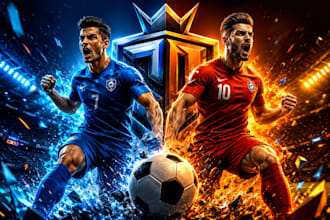 create 3d sports intro, football promo game  esports video ads