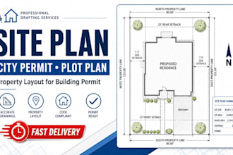 city permit site plan, plot plan, property layout for building permit