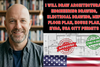 draw architectural engineering drawing, electrical drawing hvac USA city permits