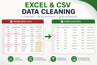 clean format and organize excel and CSV data