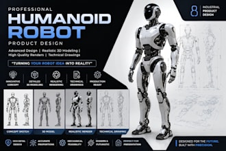 design advanced humanoid robot product design and realistic 3d robot models