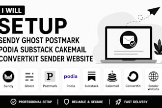 setup sendy ghost postmark podia substack cakemail convertkit sender website