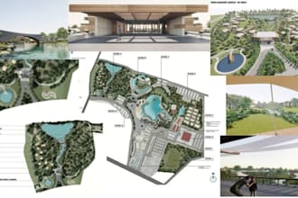 create 3d render architecture and urban design master plan, resort