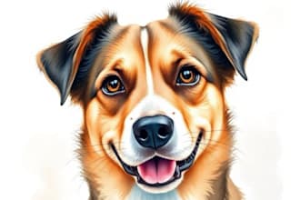 draw pet portrait illustration watercolor style