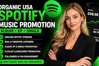 do organic USA spotify music promotion spotify album, spotify ep US music promo