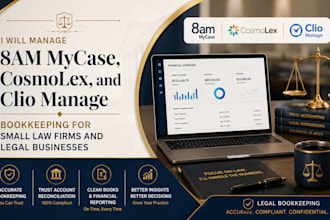 manage 8am mycase, cosmolex, and clio manage bookkeeping for legal law firms