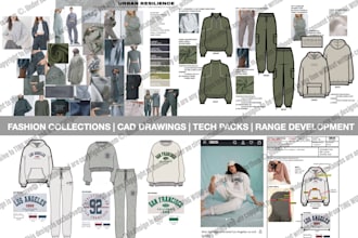 develop a womenswear fashion collection and tech packs