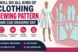 do all kind of clothing sewing pattern and cad grading dxf