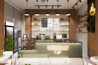renovate 3d commercial kitchen,cgi grillhaus,cafe layout render,BBQ, pastry shop