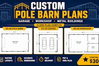 create custom pole barn garage and metal building plans