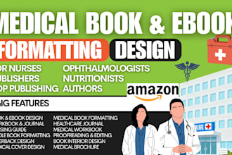 do medical nursing book design, nursing guide workbook and journal formatting