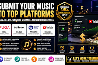 submit music to fuga, believe, wmg cms, content id, channel monetization pro