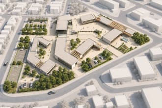 design 3d large scale urban planning masterplan site plan layout aerial render