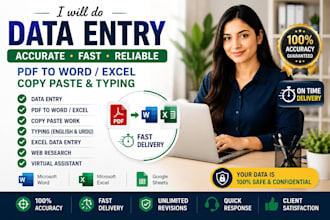 do accurate data entry, PDF to word, excel and urdu typing