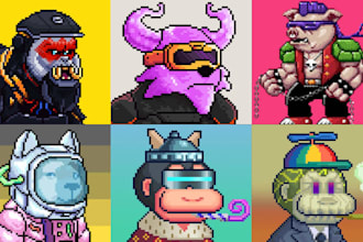 create pixel art nft collection crypto punk 8bit character and animation