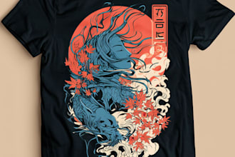 do a japanese t shirt illustration