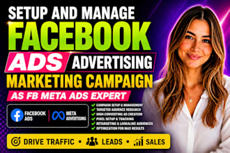 setup and manage facebook ads advertising marketing campaign, fb meta ads expert