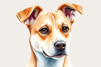 draw pet portrait illustration watercolor style