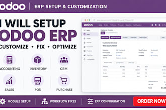 setup customize and fix odoo erp erpnext pos inventory CRM and accounting