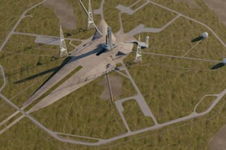 create 3d launch facility design, spaceport launch, rocket launch pad, aerospace