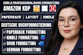 do german KDP book formatting kindle book formatting and paperback layout design