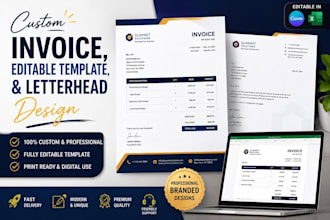 create a custom invioce editable template and letterhead design
